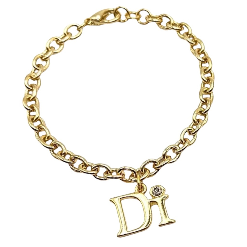 Vintage Gold-Tone Di Charm Bracelet